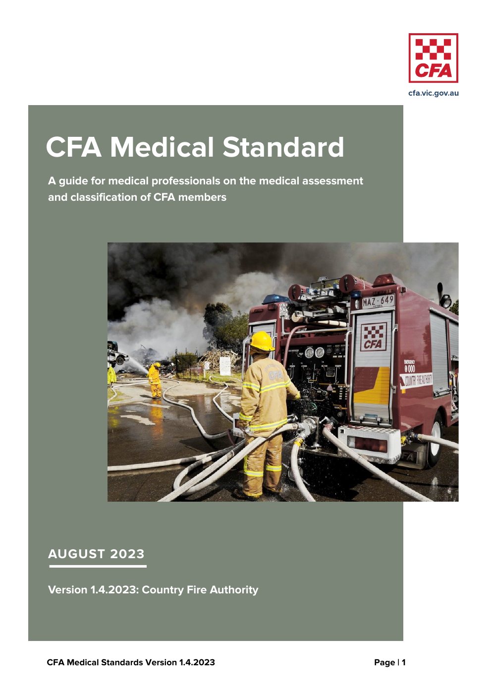 CFA Medical Standards original Page 1